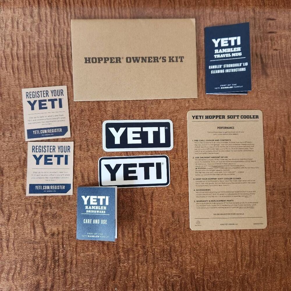 Yeti Hopper paper manual instructions two stickers